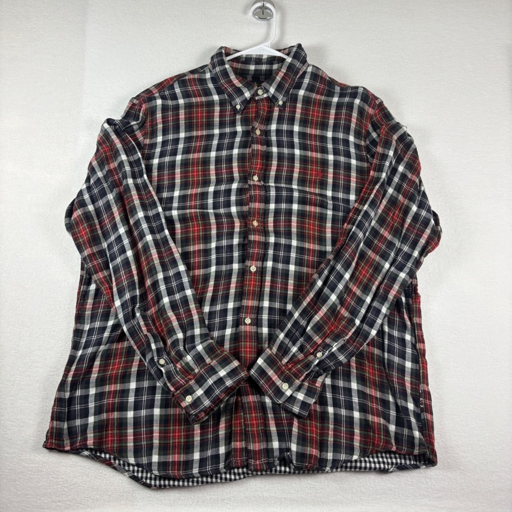 Ralph Lauren Mens XXL Classic Fit Plaid Button Down Shirt Red Black White Pony